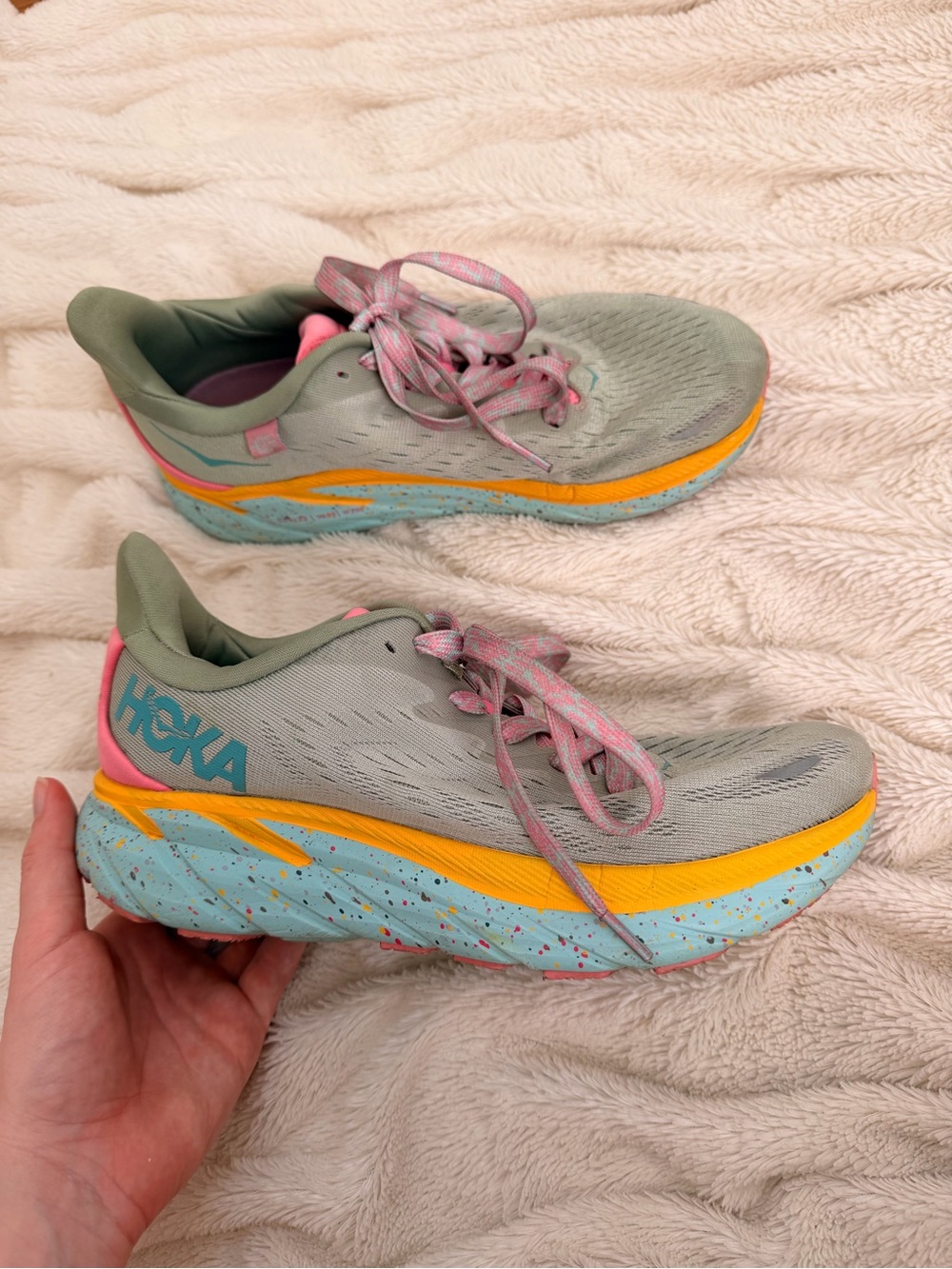 FP Movement HOKA Clifton 8 sneakers Seaweed Green Tea LIMITED EDITION Sz 8 wide